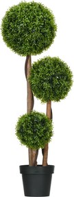 HOMCOM Plantă Artificială de Buxus cu 3 Ffere și Frunze de Bambus | Aosom Romania
