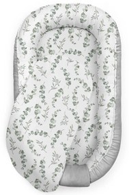 Suport de dormit Babynest Premium Bumbac si Catifea Eucalipt Soft Grey by BabySteps, 70x35 cm