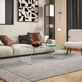 HOMCOM Măsuța de Cafea Monobloc Modernă pentru Living cu Picioare Antiderapante, Măsuță de Cafea din Sticlă Securizată, 100x50x35 cm, Transparentă