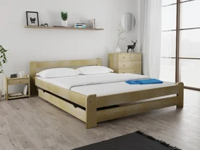 Pat Laura 160x200 cm, pin Saltele: Fara saltea, Somiera pat: Cu lamele drepte