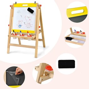 Tablă de desen din lemn 3 în 1 pentru copii