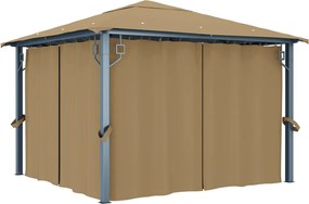 vidaXL Pavilion cu perdele, gri taupe, 300 x 300 cm, aluminiu