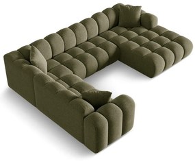 Colțar verde cu tapițerie din chenille (cu colț pe partea stângă/în formă de "U") Treno – Cosmopolitan Design