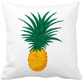 Perna Decorativa Patrata Ananas, 40x40 cm, Alba, Mata, Husa Detasabila, Burduf