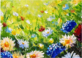 Tablou - Pictură în ulei, pajiște înflorită (70x50 cm)