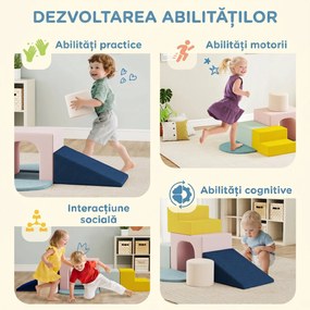 AIYAPLAY Set 8 Blocuri Moi pentru Copii 0-3 Ani de Interior, din Catifea și Spumă PU Portocalie | Aosom Romania