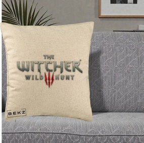 Perna Personalizata The Witcher 3 Wild Hunt, 40x40 cm, Bej, Husa Detasabila, Perna Inclusa, BEKZ®