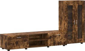 vidaXL Set comodă TV cu sertar FLORIN Stejar fumuriu Lemn compozit