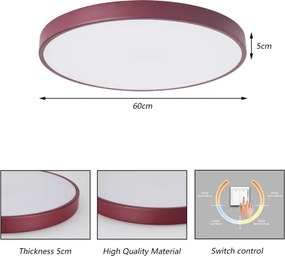 Brilagi - Plafonieră LED POOL, 60 W, 230 V, 3000/4000/6000 K, 60 cm, burgundiu