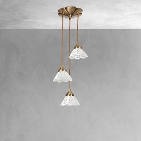 Lustra din alama cu 3 pendule ceramice Zefira