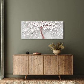 Tablou - Imaginea copacului alb cu flori albe, rosegold (120x50 cm)