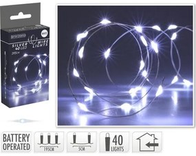 Sârmă luminoasă Silver lights 40 LED, alb rece, 195 cm