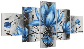 Tablou cu flori albastre (125x70 cm), în 40 de alte dimensiuni noi