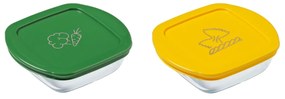 Pyrex Set de 2 recipiente pătrate din sticlă, 0,3l