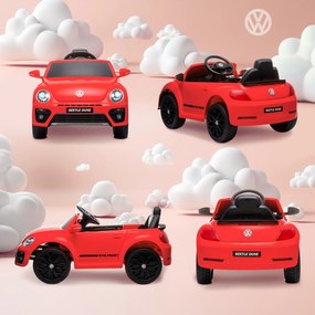 AIYAPLAY Mașină electrică 12V sub Licență Volkswagen Beetle cu telecomandă, viteză 3-5 km/h, 3-5 ani, roșu | Aosom Romania