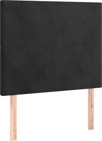 vidaXL Tăblie de pat neagră 100x5x118/128 cm catifea