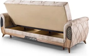 Canapea extensibila 3 locuri cu lada 229x94x90 cm – stofa bej – Peru