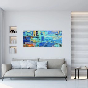 Tablou - pictură abstractă în ulei (120x50 cm)