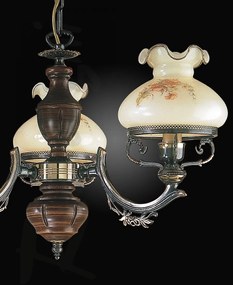 Candelabru clasic cu 3 brate design italian din alama cu lemn 2812