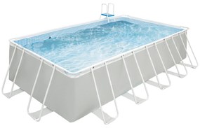 Outsunny Piscina supraterana cu cadru de otel cu pompa de filtru, cartus filtrant, pereti laterali ranforsati Rezistenta la rugina Piscina supraterana 580L x 310l x 122H cm, Gri deschis