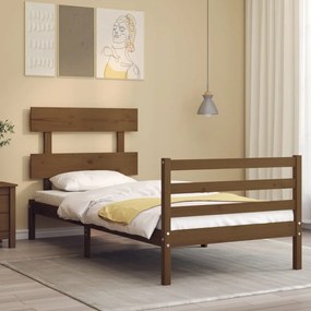 3195084 vidaXL Cadru de pat cu tăblie, maro miere, 100x200 cm, lemn masiv
