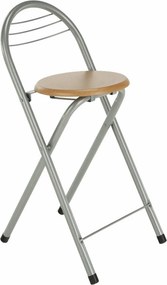 Scaun bar BOXER, stejar/aluminiu, 36x44x80 cm