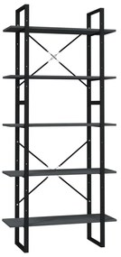 3081995 vidaXL Bibliotecă cu 5 rafturi, gri, 80x30x175 cm, lemn de pin