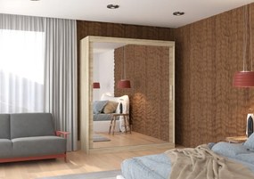 Dulap cu usi glisante si oglinda 180x215 cm, Ettore, ADRK Furniture (Culoare: Ciocolata)