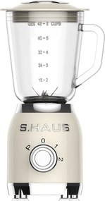 Blender Swiss Haus SH-BL2015, 600 W, 1,5 l, 20.000 rpm, 2 viteze + functie puls, Functie Turbo, Recipient din sticla, Crem