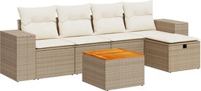 vidaXL Set canapele de grădină cu perne, 6 piese, bej, poliratan