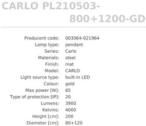 Lustra LED design modern circular CARLO auriu