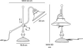 Lampa de masa stil industrial din alama personalizabila Alice
