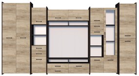 Mobilier cameră de zi Moledo (stejar gri + stejar canterbury). 1014007