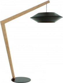 Lampadar, lampa de podea, finisaj lemn, abajur negru, Ovni negru FL