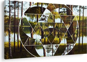 Tablou - Colaj geometric pe fundalul pădurilor nordice (90x60 cm)