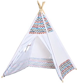 HOMCOM Cort pentru Copii de +3 Ani Tipi Infantil de Lemn Portabil cu Fereastră pentru Interior și Exterior 120x120x155 cm Alb | Aosom Romania