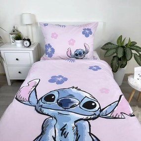 Jerry Fabrics Lenjerie de pat din bumbac Lilo and Stitch Pink, 140 x 200 cm, 70 x 90 cm