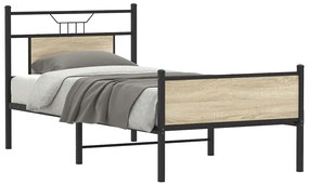vidaXL Cadru pat fără saltea stejar sonoma, 90x200 cm, lemn prelucrat