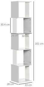 HOMCOM Bibliotecă raft Design Modern cu 5 Nivele - Depozitare Practică pentru Casă sau Birou, alb și gri | Aosom Romania