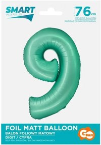 Numere Mint Mat Balon foil mentă numărul 9, 76 cm