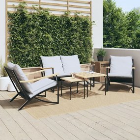 3283638 vidaXL Set mobilier de balcon, 5 piese, cu perne, negru, oțel