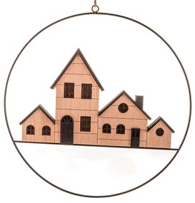 Decorațiune luminoasă suspendată căsuțe, diametru 25 cm