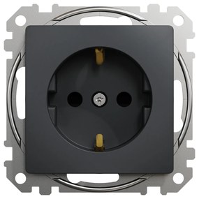 Priza simpla cu impamantare, 16A, IP20, antracit, Schneider Sedna Design