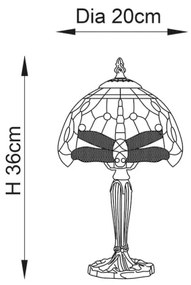 Endon 64088 - Lampă de masă Tiffany DRAGONFLY 1xE14/40W/230V Ø 20 cm