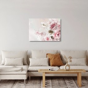 Tablou pe sticlă - Pictura flori roz (70x50 cm)