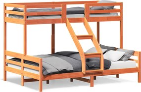 vidaXL Pat supraetajat 90x200/140x200 cm maro ceruit lemn masiv de pin