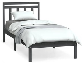 3100551 vidaXL Cadru de pat Small Single 2FT6, gri, 75x190 cm, lemn masiv