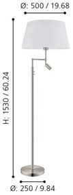 Lampadar LED Eglo/Edi Light 55961 SANTANDER 1xE27/11W/230V + LED/2,3W