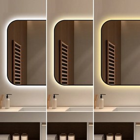 🪞 Oglindă LED cu Touch și Funcție Dezaburire – Ramă Negru, 90x65 cm, Model J187-9065 Smack