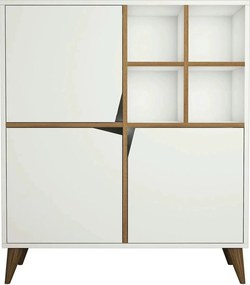 Dulap baie PULSE, alb/nuc, PAL melaminat, cu 3 usi, 100x30x115 cm